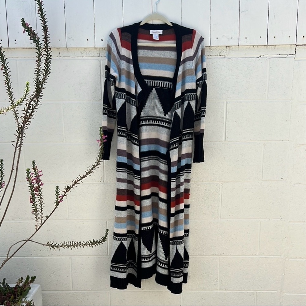 Monroe & Main Black and White Long Sleeve Cardigan